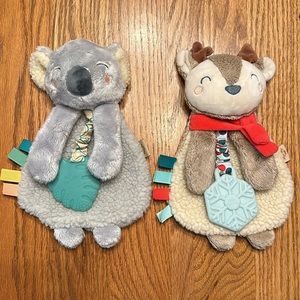 Itzy Ritzy Koala Reindeer Berber Teether Security Blanket Tags Crinkle Plush
